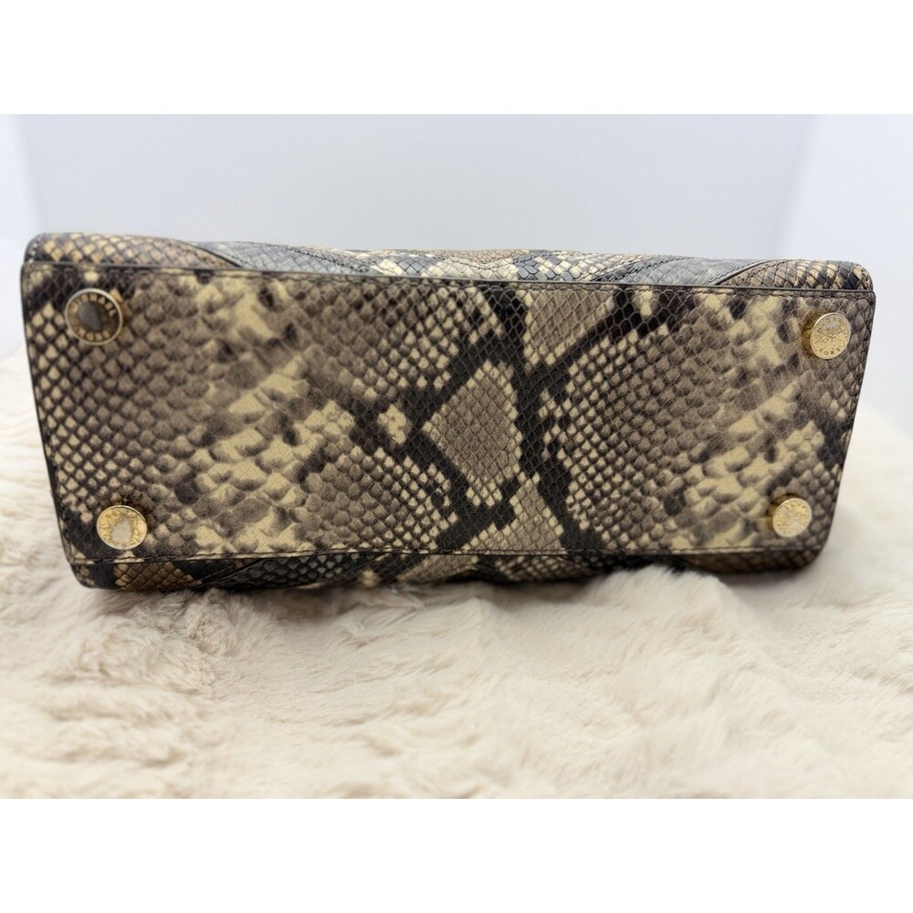 Michael Kors Selma Medium Satchel Python Embossed Leather Brown Chevron Bag - Picture 8 of 12